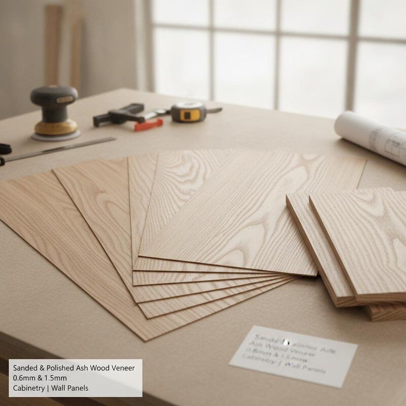 Sanded And Polished Ash Wood Veneer Thickness 0.6mm 1.5mm Modern Style Perfect for Cabinetry Wall Panels and Interior Applications